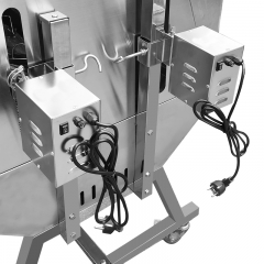 Churrasqueira dupla com espeto giratório, grelha dupla a gás e carvão, assadeira dupla para porcos