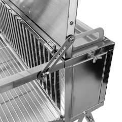 Churrasqueira vertical dupla com espeto giratório de aço inoxidável