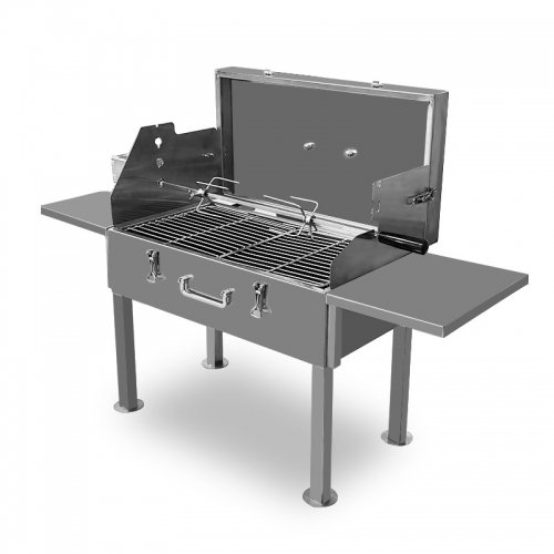 Churrasqueira cipriota de aço inoxidável com rotação automática para souvlaki