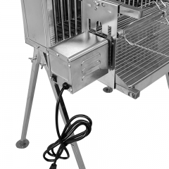 Churrasqueira vertical dupla com espeto giratório de aço inoxidável